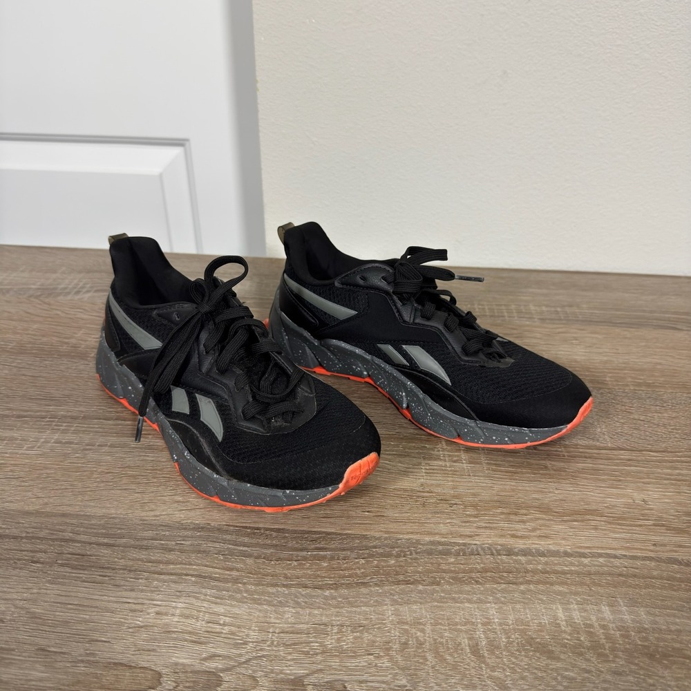 Reebok Vizome Mens Running Shoes Black Grey Orange Speckled Sole Size 5 1179B87